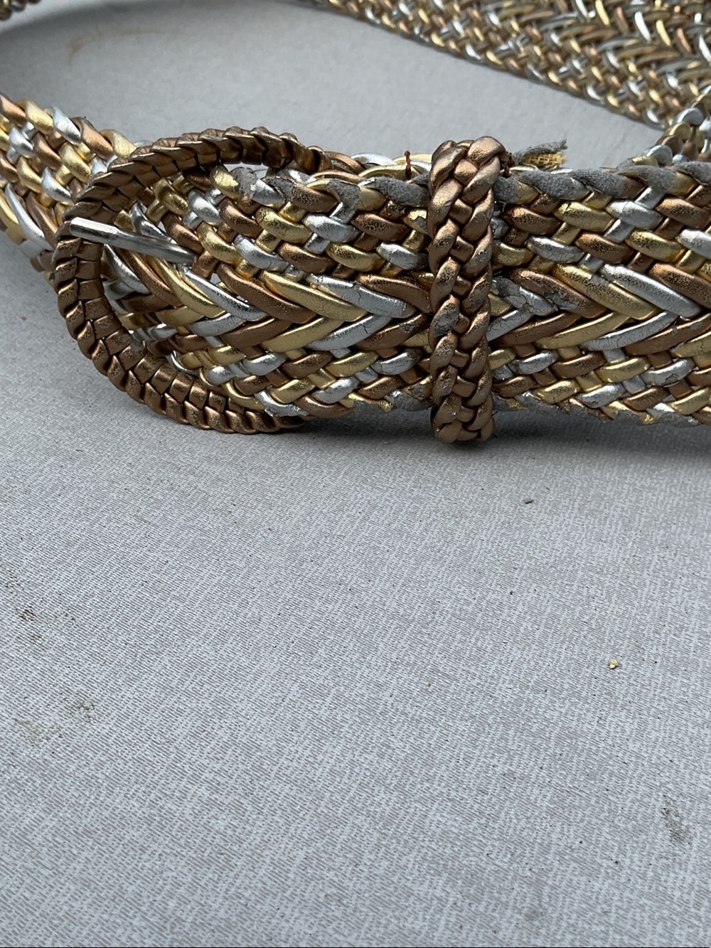 Woven Metallic Multi-Color Braided Belt - Picture 1 of 4